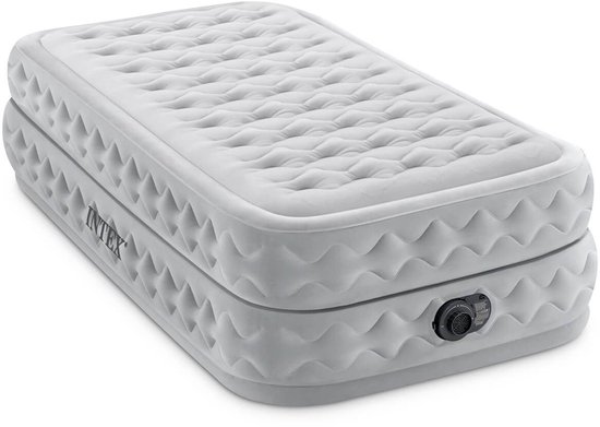 Intex Twin Supreme Air-Flow Luchtbed met ingebouwde pomp | Eenpersoons | 191 x 99 x 51 cm | Inclusief reparatiekit + hoeslaken + hoofdkussen van Merkloos