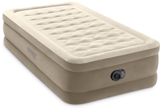 Intex Twin Ultra Plush Luchtbed met ingebouwde pomp | Eenpersoons | 191 x 99 x 46 cm | Inclusief reparatiekit + hoeslaken + hoofdkussen van Intex