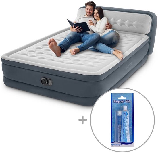 Intex Ultra Plush luchtbed met hoofdboord | Tweepersoons | 152 x 203 x 46 cm | Inclusief reparatiekit van Intex
