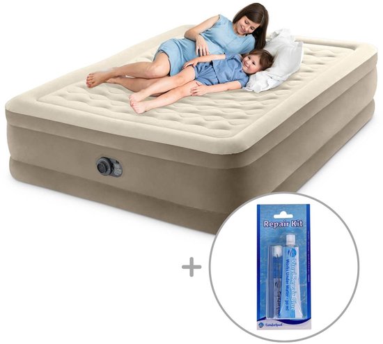 Intex Ultra Plush Luchtbed met ingebouwde pomp | Tweepersoons | 152 x 203 x 46 cm | Inclusief reparatiekit van Intex