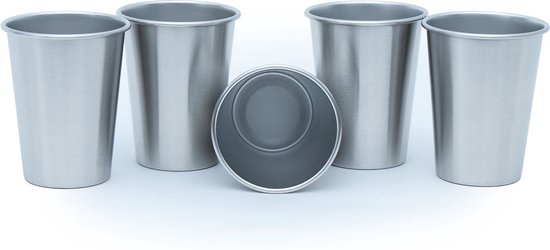 INTIRILIFE 5x stapelbare roestvrijstalen bekers in 350 ml - Camping Outdoor Metal Cups Cup Glas Herbruikbaar zonder plastic, geschikt voor kinderen van INTIRILIFE