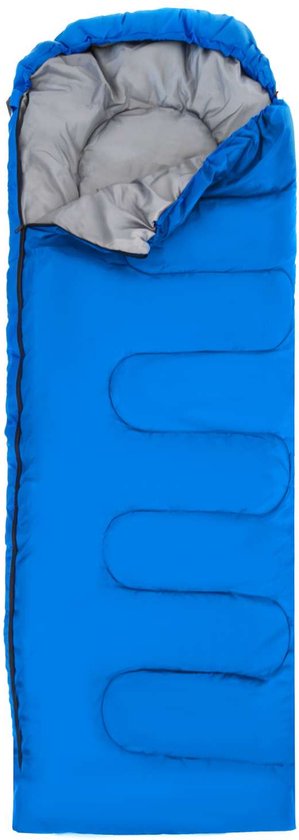Intirilife Slaapzak geschikt voor 15 - 20 graden gemaakt van Blauw polyester met een afmeting van 210 x 75 cm - Voor comfortabele warme nachten in de lente, herfst en winter van INTIRILIFE