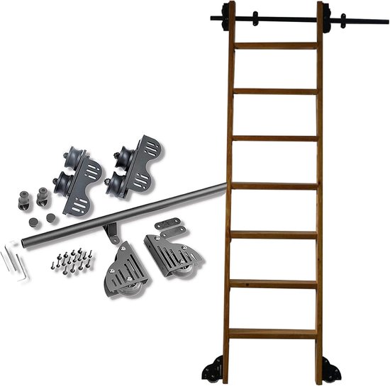 Intrekbare Bibliotheek Ladder Hardwarekit (Geen Ladder) - Glijdende Kit, 3,3ft-20ft Ronde Buis Mobiele Extentie Spoor/Rail (Maat: 200cm Trackkit)