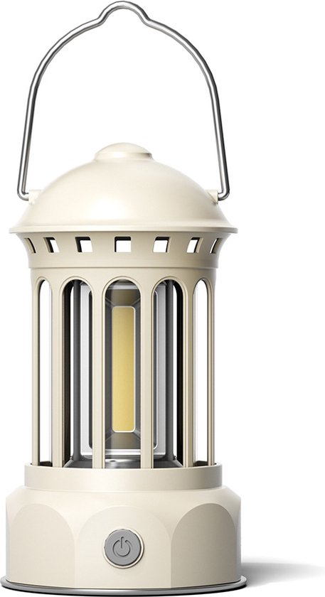 IPEXNL oplaadbare camping lamp met hanger op voet geeft licht tot 250lm, IP44, brandtijd tot 35h, dimbaar, matt , licht gewicht 235g , instelbare lichtkleur kleur gebroken wit van IPEXNL