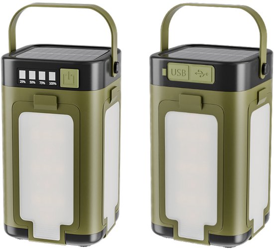 IPX4 waterdichte Led camping lamp met zonnepaneel en c-type opladen, 4 panelen uitbreidbaar ontwerp, oplaadfunctie, geschikt voor stroomuitval, buitenactiviteiten en zaklampen van Merkloos