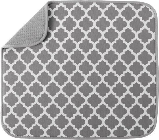 Isolatie mat - Absorberende - Omkeerbare Microvezel Droogmat voor Keuken - 41 cm x 46 cm - Wit Trellis van Merkloos