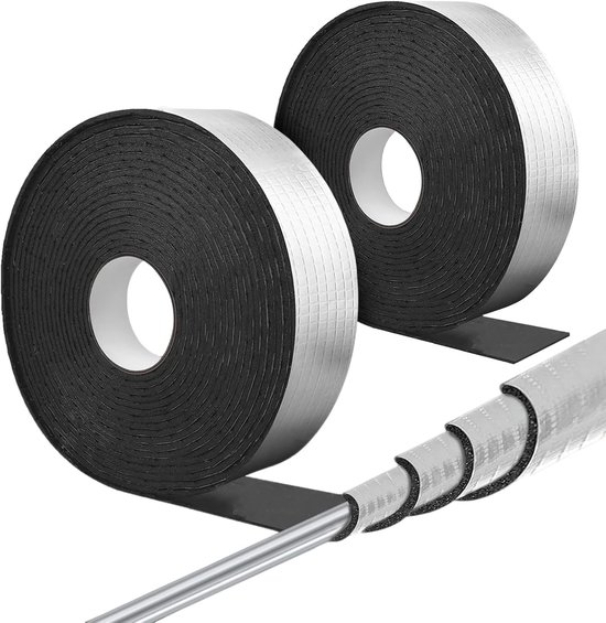 Isolatiefilm set met 2 rollen, 20 m x 50 mm, zelfklevende isolatie voor buizen, warmte- en koudebescherming, ideaal voor winterisolatie en energiebesparing