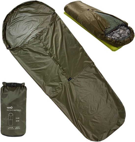 Isolatiehoes Slaapzak - Thermische Liner - Outdoor Avontuur - Waterdichte Coating - 85 x 220 cm - Leger Groen