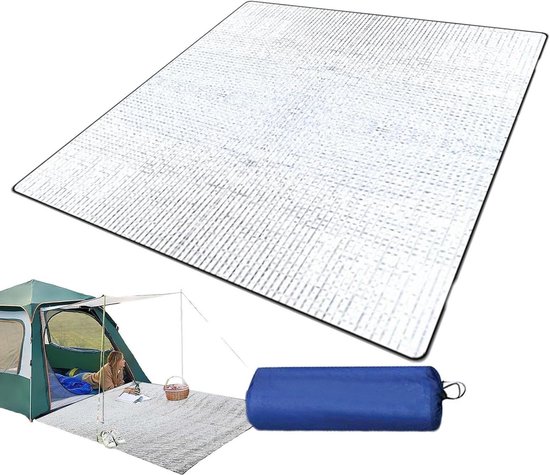 Isolatiemat Aluminiumfolie - Tentmat Slaapmat - Kamperen Buiten - Dubbelzijdig Reflecterend - 200 x 200 cm - Zilver