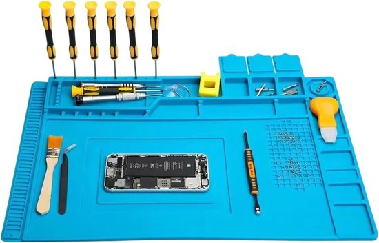 Isolatiemat - Blauw - 45 x 30 cm - Siliconen Hittebestendige Werkmat - Voor Elektronicareparatie