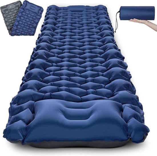 Isolatiemat, campingluchtmatras, zelfopblazend: Ultralichte slaapmat, opblaasbaar matras, outdoor, tent, dik, opvouwbaar, zelfopblaasbare thermo-isolatiemat voor trekking, strand, met kussen, van Hikenture