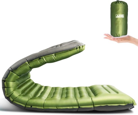 Isolatiemat extra dik 10 cm zelfopblazend - opblaasbaar luchtmatras voor camping - slaapmat buiten ultralicht, vochtbestendig, waterdicht, antislip van Merkloos