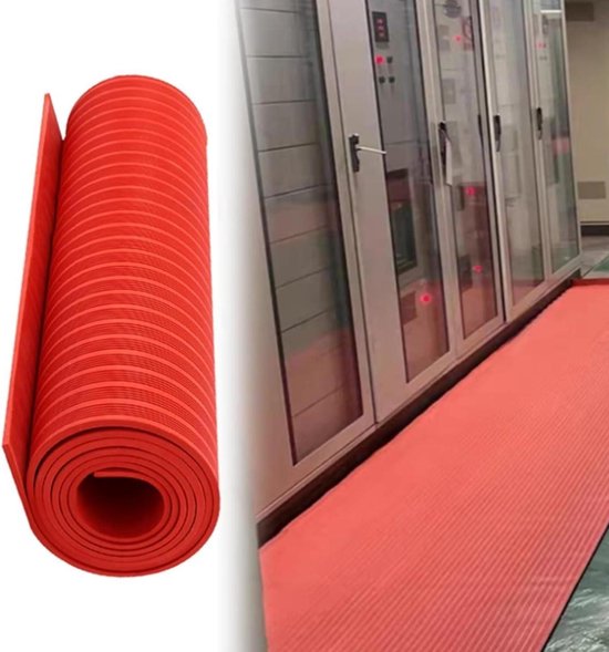 Isolatiemat Rubber - Schakelbord Mat - Veilig Werken - Hoogspannings Bescherming - 3 x 1 Meter - Rood van Merkloos
