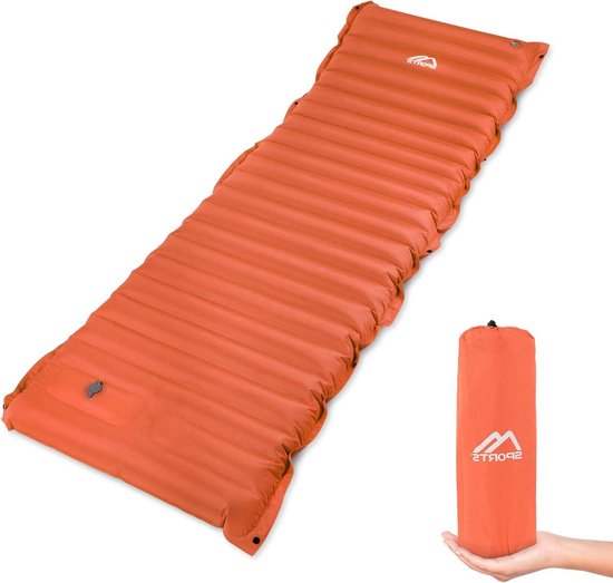 Isolatiemat - Slaapmat - Kamperen en outdoor - Geïntegreerde voetpomp - M - Oranje