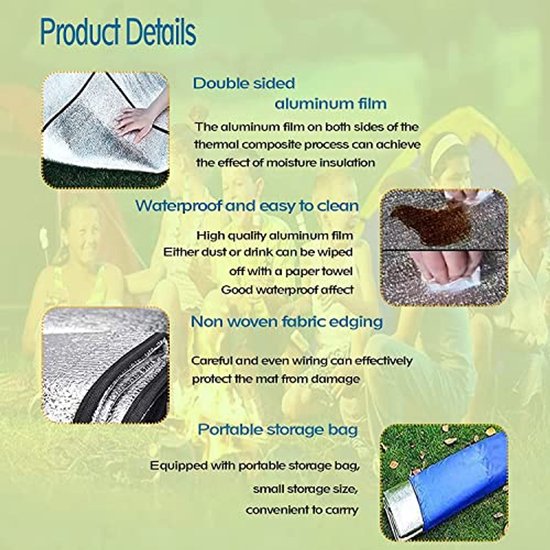 Isolatiemat van Aluminium voor Camping - Opvouwbare Thermomat en Vloermat