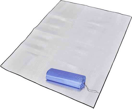 Isolatiemat van aluminiumfolie, isolatiemat, 200 x 150 cm, warmte-isolerend, ultralichte vloermat, opvouwbare tentmat, slaapmat, thermomat, compact, licht, voor camping, yoga, sport