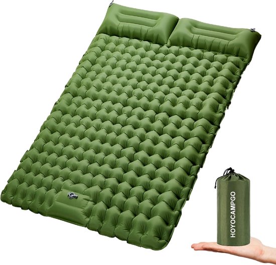 Isolatiemat voor 2 personen, ultralicht, met waterdicht matras, extra 10 cm dik, opblaasbaar, duurzaam zelfopblazend matrassen met kussens tegen irriterend, wandelen van Merkloos