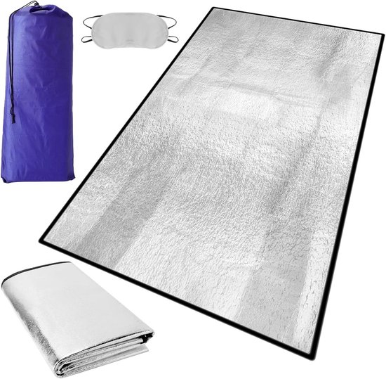 Isolatiemat voor Kamperen, Vouwbare Foam Mat van 2 x 1 m met Draagtas en Slaapmasker, Ideaal voor Buitenactiviteiten, Thermische Dekens en Comfortabele Slaapervaring