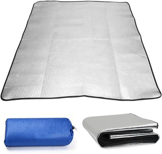 Isolatiemat voor Vloerbedekking, Opvouwbare Thermomat voor Camper, Waterdichte Vloermat 200 x 200 cm met EPE en Aluminiumfolie, Ideaal tegen Kou en Vocht van Merkloos