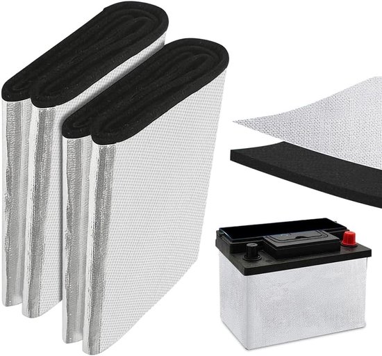 Isolatiemat - Zilver - 18 x 102 cm - Aluminiumfolie en Vuurvast Katoen - Voor Auto-, Vrachtwagen- en Bootaccu's