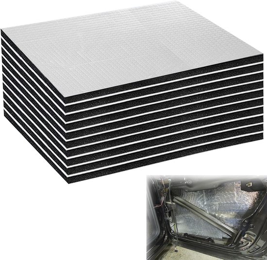 Isolatiemat - Zilver - 40 x 25 cm - 10 mm Aluminiumfolie en Rubbercomposiet - Zelfklevend voor Auto-interieur