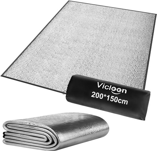 Isolatiemat - Zilverkleurig - 200 x 150 cm - Aluminiumfolie en EVA Schuim - Lichtgewicht Campingmat voor Outdoor Gebruik