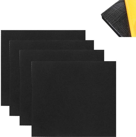 Isolatiemat - Zwart - 10 mm dik, 150 x 150 mm - Zelfklevend Neopreen Schuim met Antislip - Voor Meubelbescherming en Geluidsisolatie