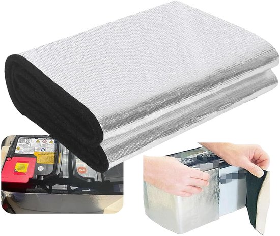 Isolatieset voor autobatterijen, warmtebescherming, vlamvertragend en koudebestendig voor ATV, motorfiets, grasmaaier, aanhanger en boot (1 stuk)