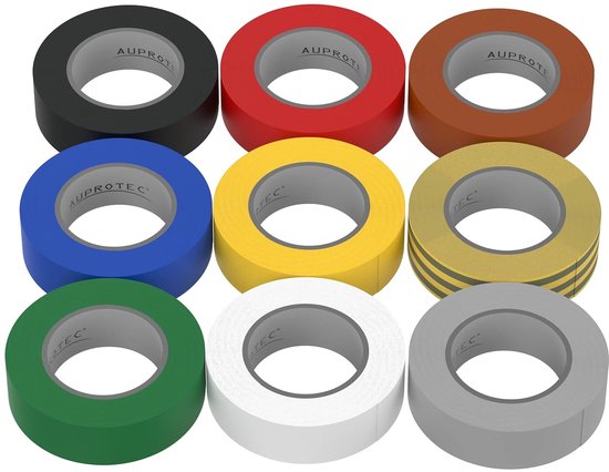 Isolatietape 15 mm x 10 m VDE Isoband PVC Elektricier kleefband set/pakket 9 kleuren DIN EN 60454-3-1