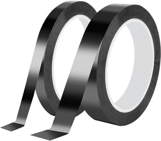 Isolatietape, 15 mm x 66 m Positioneringstape Mylar Tape, Zelfklevend Tape voor Whiteboard, Etiket, Decoratie, Zwart
