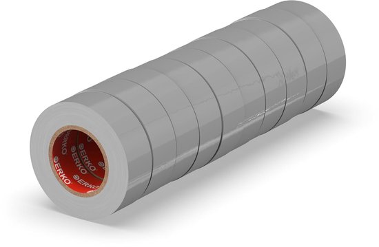 Isolatietape 15mm x 10m, 10stuks, Grijs