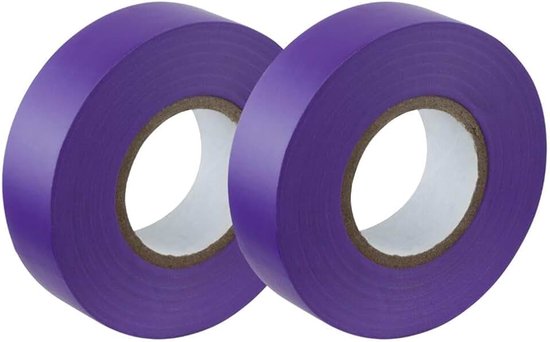 Isolatietape, 19 mm x 20 m, paars, 2 rollen | Duurzaam en zelfklevend – voor het isoleren, repareren en beschermen van elektrische draden – elektriciens en doe-het-zelvers