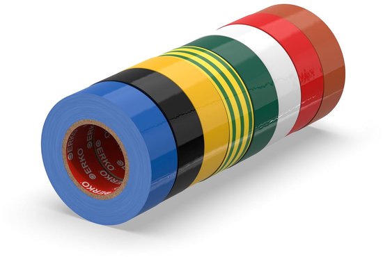 Isolatietape 19mm x 20m, 8stuks, Multicolor