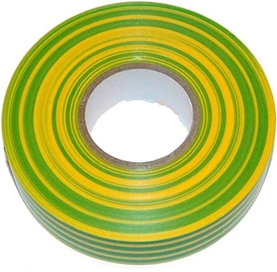 Isolatietape 19mm x 5M (3/4 inch x 195 inch/16.25ft) groen/geel, meerkleurig