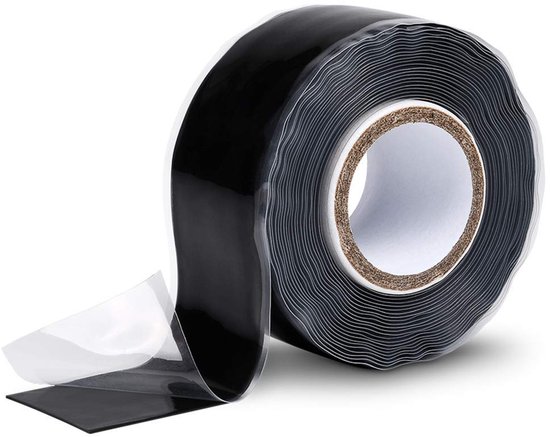 Isolatietape, 25 mm x 3 m, zwarte siliconen band, voor water en lucht, afdichtingstape, siliconetape, reparatietape, elektricien, industriële band