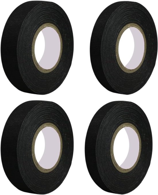 Isolatietape, 4 stuks, elektrische isolatietape, weefseltape, isolatietape voor kabelbundeling, zelfklevende isolatietape, hittebestendig, voor isolatie, repareren en bundelen