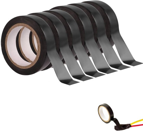 Isolatietape, 6 rollen isolatietape, zwarte plakband, waterdicht lassen voor elektriciens, slang, noodreparatie, kabelisolatie