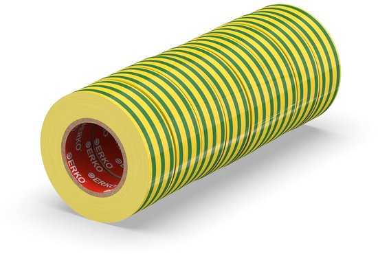 Isolatietape Geel-Groen 8-pack 19mm x 20m PVC Reparatie van Elektrische Leidingen, Zeer Flexibel met Sterke Kleefkracht, Bestand tegen Chemicaliën, Waterdicht
