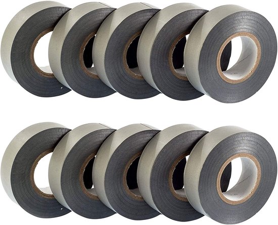 Isolatietape grijs - 19 mm x 20 m - Zelfklevend - Beschermen, bundelen, repareren van kabels - 10 rollen
