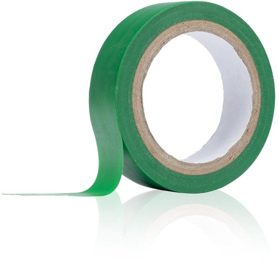 Isolatietape, groen, 10 m, pvc, 0,13 mm dik, 16 mm breed, hoge hechting, flexibiliteit en scheurvast, elektrische draden isoleren, weerbestendig, elektrisch nodig