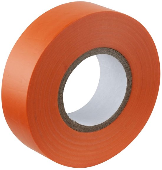 Isolatietape oranje 19 mm x 20 m 1 rol | Duurzaam, zelfklevend, pvc, ter bescherming en reparatie van kabels