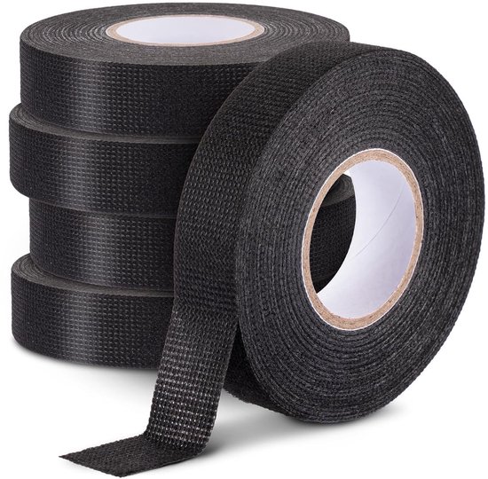 Isolatietape, stoftape, zwart, isolatietape, afdichtingstape, viltband, textielplakband, stoffen tape voor auto, huishouden, elektrische kabel, stoffen tape, 15 m x 19 mm