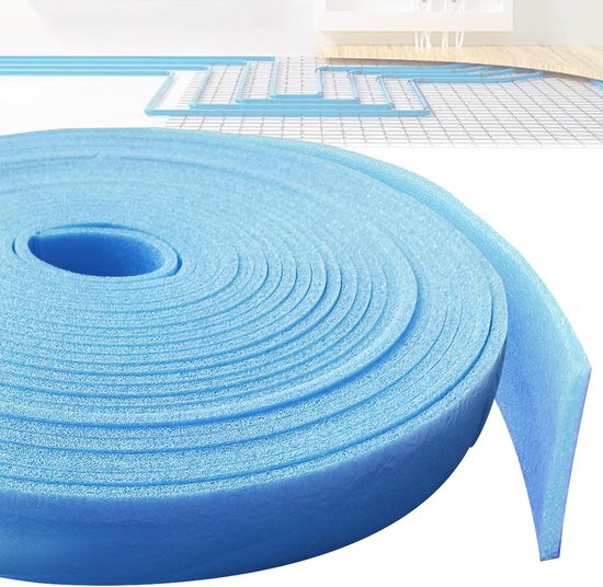 Isolatietape, zelfklevend, 50 mm x 5 mm x 10 m, voor het afdichten tussen vloerverwarmingsplaten en muren