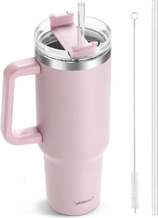 Isolerende Beker met Handvat - Reismok Koffiebeker - Dranken Koel Houden - Dubbelwandige Isolatie - 40 Ounces - Lavendel