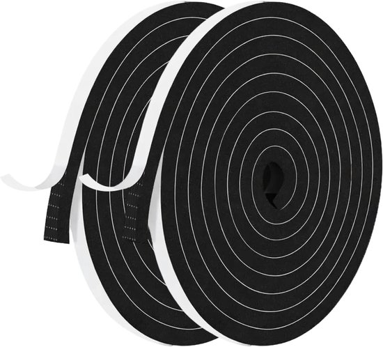 Isolerende deurafdichting voor ramen en voordeur, zelfklevend, schokbestendig, anti-kou, 10 mm x 6 mm, 2 rollen van 10 m voor optimale isolatie en energiebesparing
