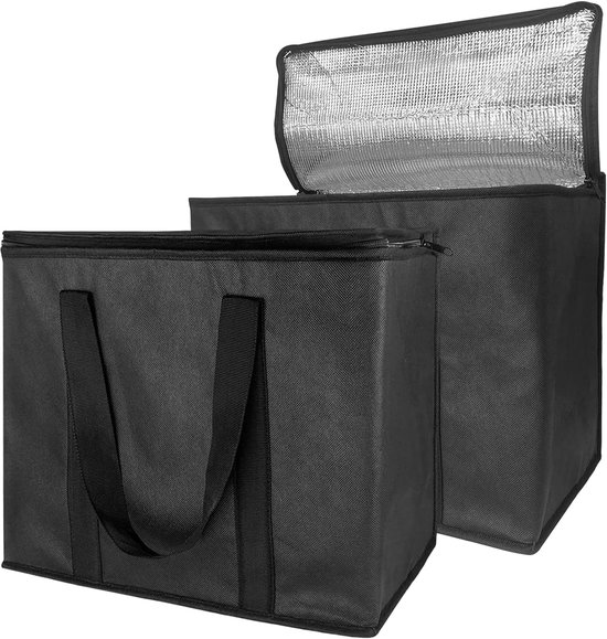 Isolerende Koeltas 2-Pack - Extra Groot & Opvouwbaar - Met Rits & Handvatten - Voor Boodschappen & Takeaway van Merkloos