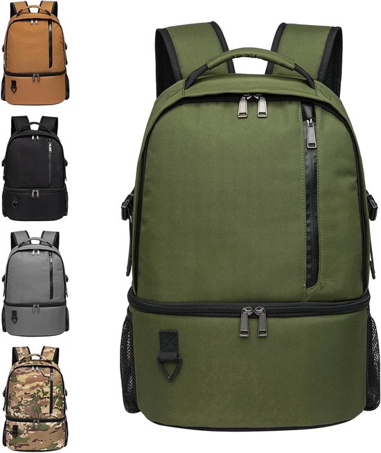 Isolerende Koeltas Rugzak 28L - Lekvrije Koelrugzak met Dubbele Laag en Thermocompartiment voor Picknick, Strand en Kamperen, Groene Rugzak