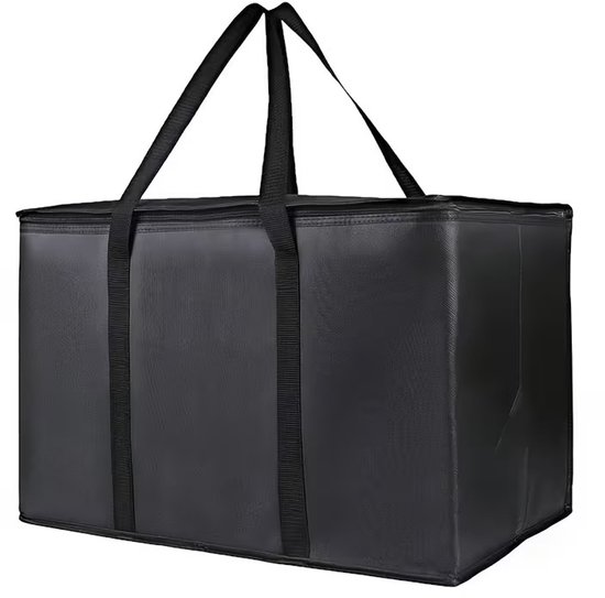 Isolerende Koeltas- Zwart - Maat M - Groot & Opvouwbaar - Met Rits & Handvatten - Voor Boodschappen, Kamperen, Reizen, Picknick
