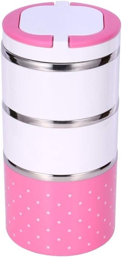 Isolerende Lunchbox - Warmhoud Container - School Lunch - Roestvrij Staal Binnenkant - Tot 3 Lagen - Roze