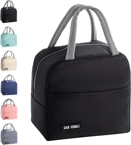 Isolerende Lunchtas voor Mannen, Vrouwen en Kinderen - Herbruikbare Thermische Voedselzak met Lekvrije Binnenkant, Ideaal voor Werk, School, Picknick en Reizen (5L - Zwart) van Merkloos